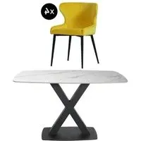 Vernal 4-Seater Dining Set with Langley Chairs - White