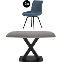 Vernal 4-Seater Dining Set with Malcom Swivel Chairs - Grey