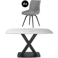 Vernal 4-Seater Dining Set with Malcom Swivel Chairs - White