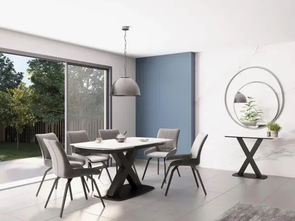 Vernal 6-8 Seater Extendable Dining Table - White, Sintered Stone