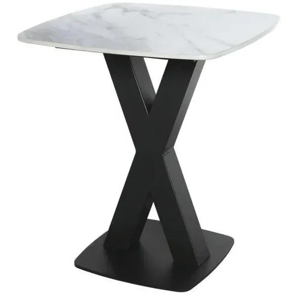 Vernal Square Lamp Table - White, Sintered Stone