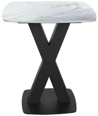 Vernal Square Lamp Table - White, Sintered Stone