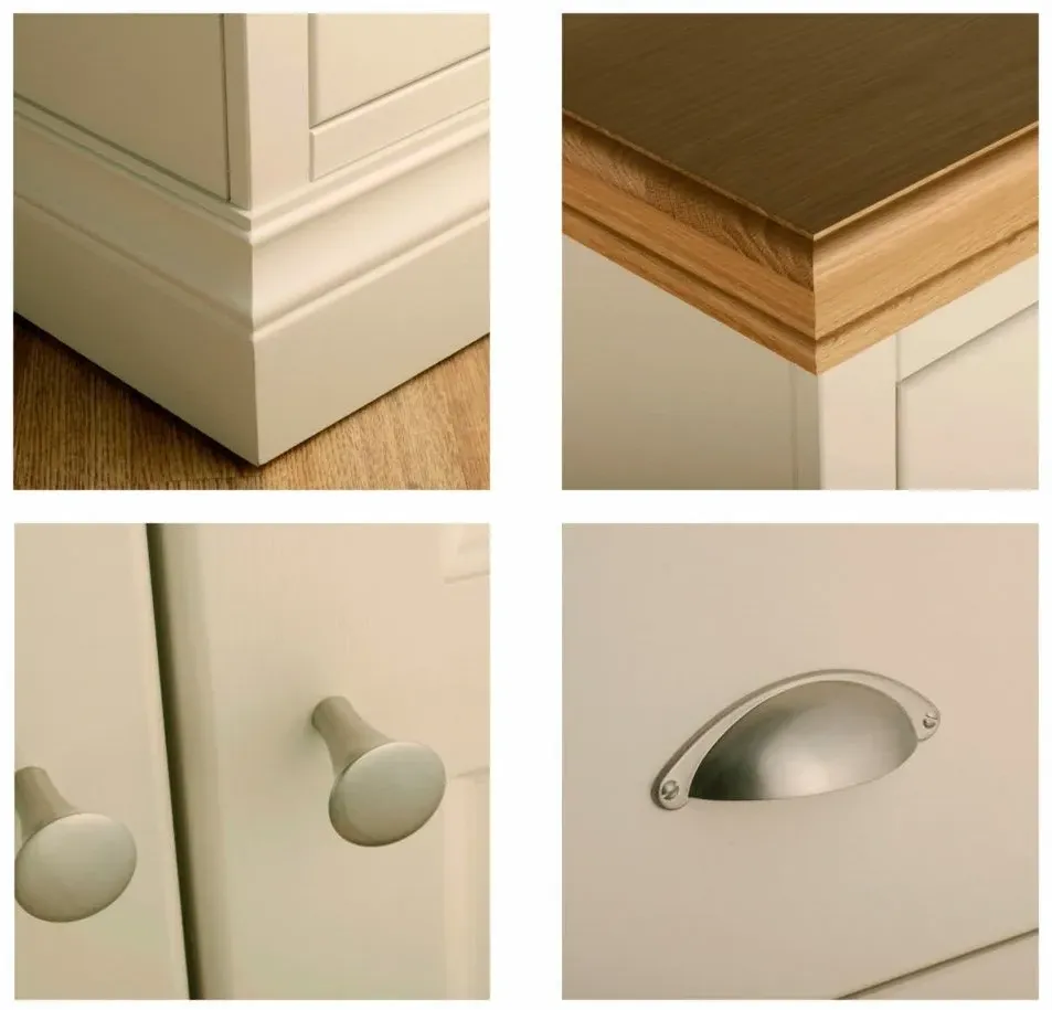 Versailles 4 Door Wardrobe with Drawers - Ivory, Oak