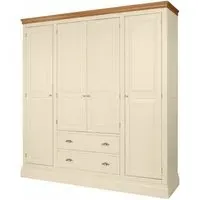 Versailles 4 Door Wardrobe with Drawers - Ivory, Oak