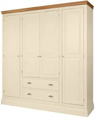 Versailles 4 Door Wardrobe with Drawers - Ivory, Oak image