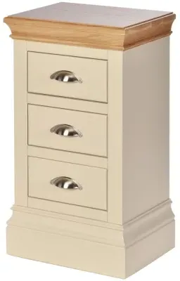 Versailles Ivory Painted 3 Drawer Compact Bedside Cabinet