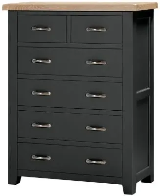 Wilmont 2+4 Drawer Chest - Raven Black, Oak