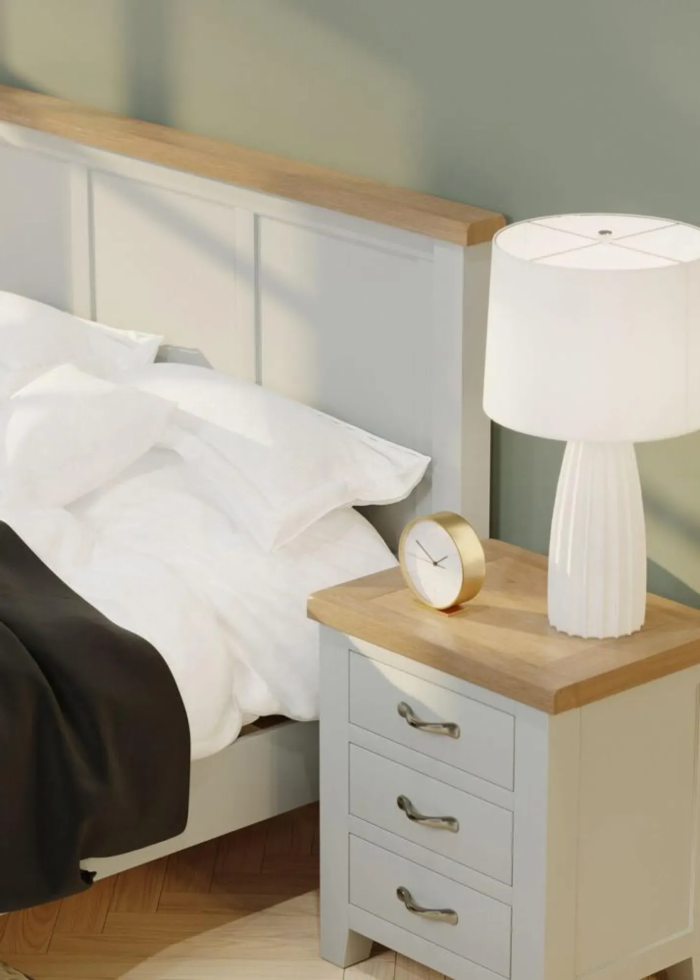 Wilmont 3 Drawer Bedside Cabinet - Moon Grey