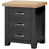 Wilmont 3 Drawer Bedside Cabinet - Raven Black