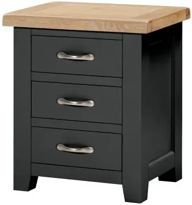 Wilmont 3 Drawer Bedside Cabinet - Raven Black