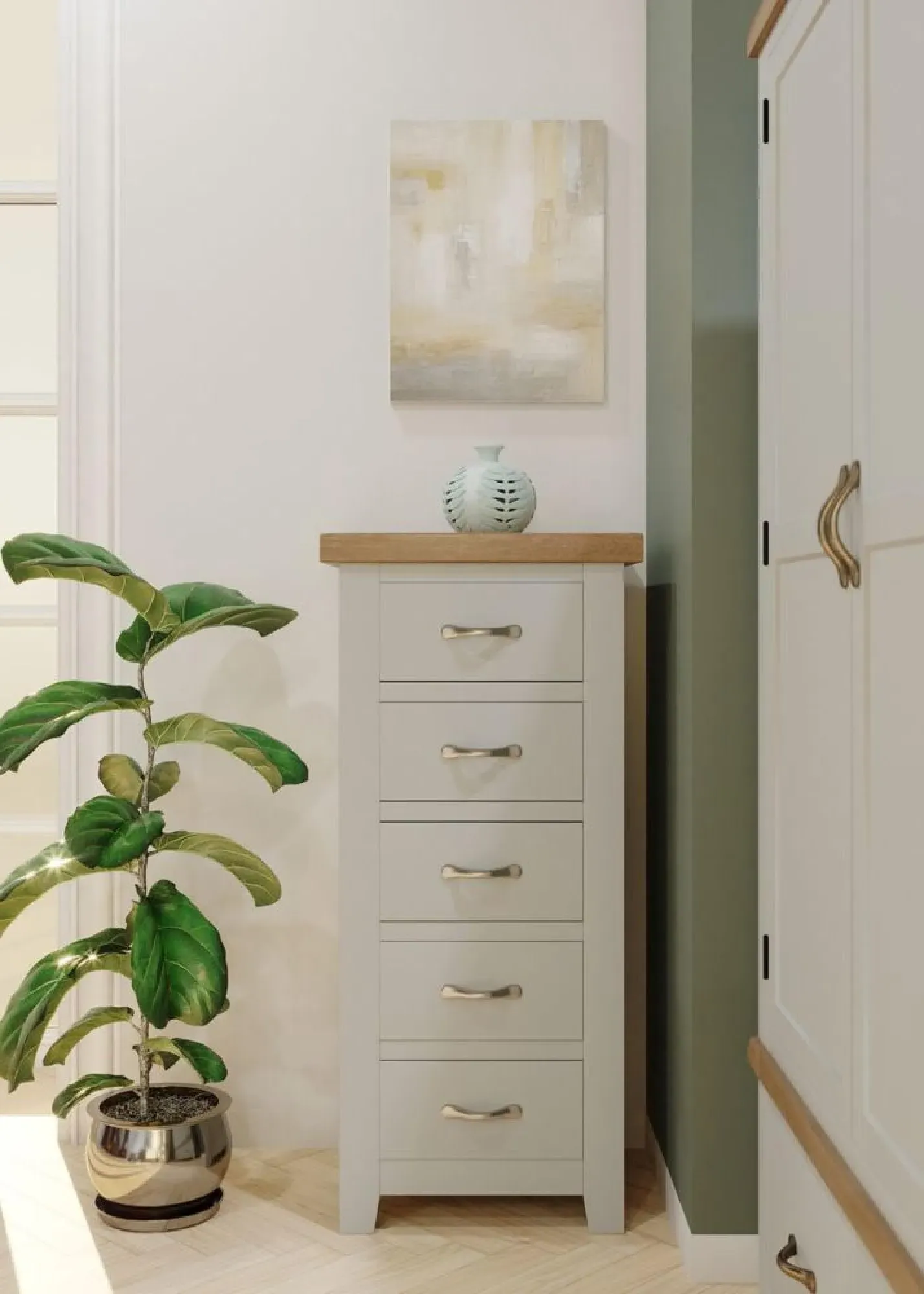 Wilmont 5 Drawer Narrow Chest - Moon Grey