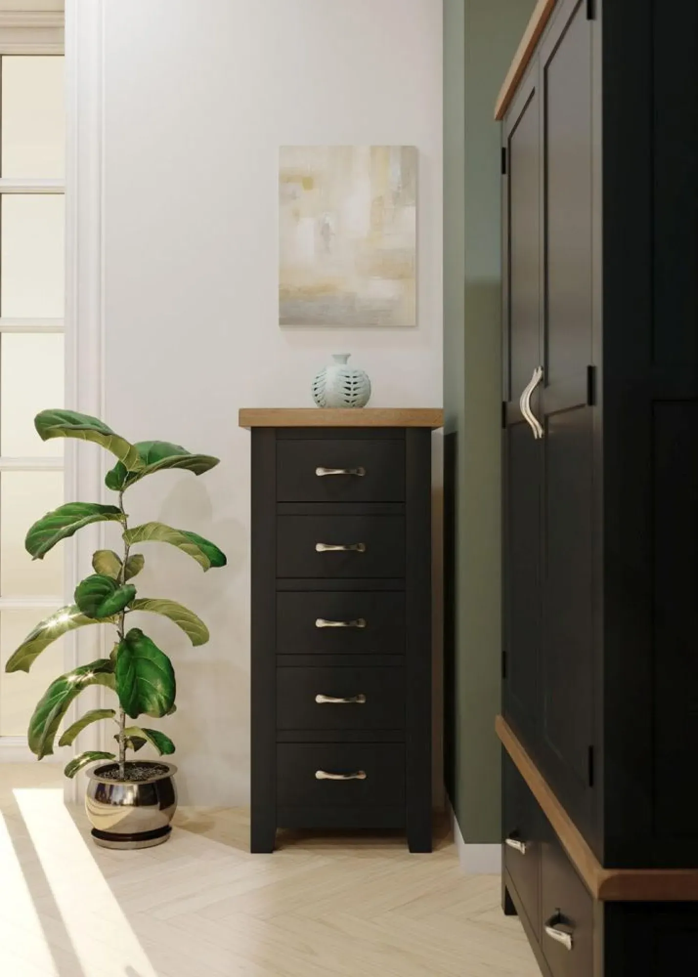 Wilmont 5 Drawer Narrow Chest - Moon Grey