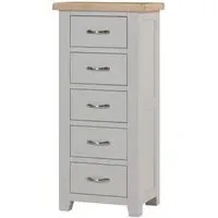 Wilmont 5 Drawer Narrow Chest - Moon Grey