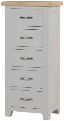 Wilmont 5 Drawer Narrow Chest - Moon Grey image
