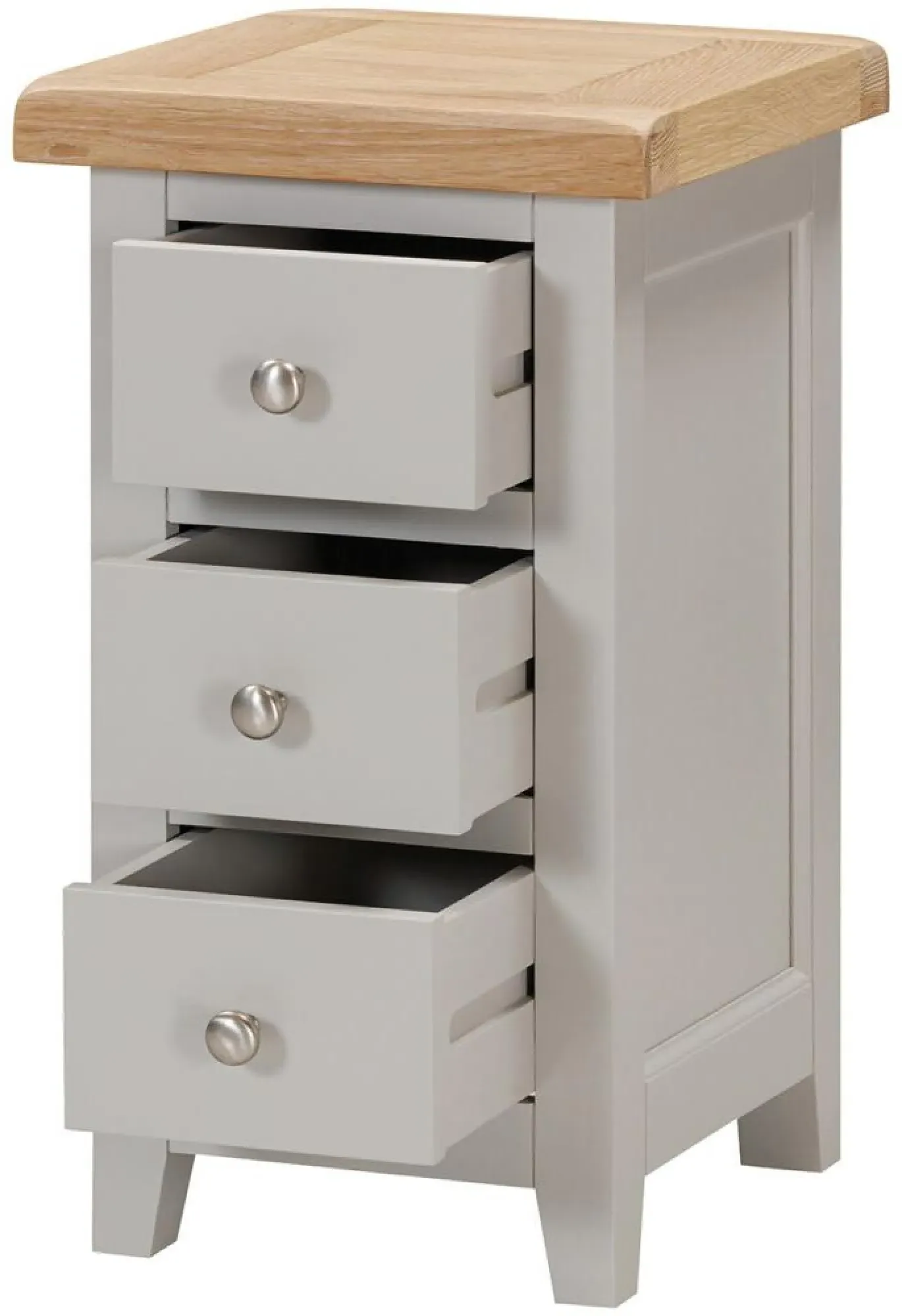 Wilmont Compact 3 Drawer Bedside Cabinet - Moon Grey