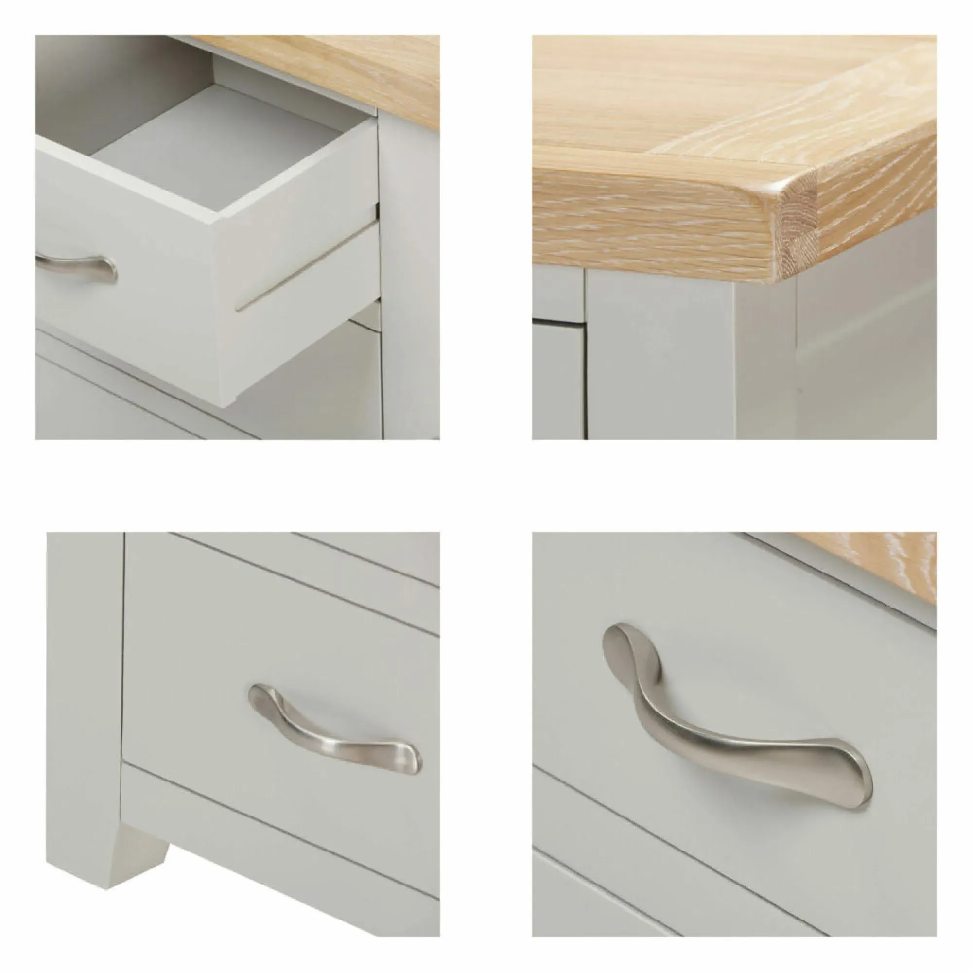 Wilmont Compact 3 Drawer Bedside Cabinet - Moon Grey