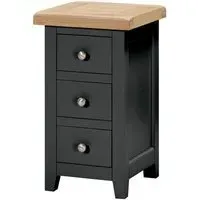 Wilmont Compact 3 Drawer Bedside Cabinet - Raven Black