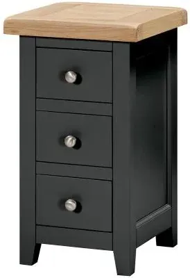 Wilmont Compact 3 Drawer Bedside Cabinet - Raven Black