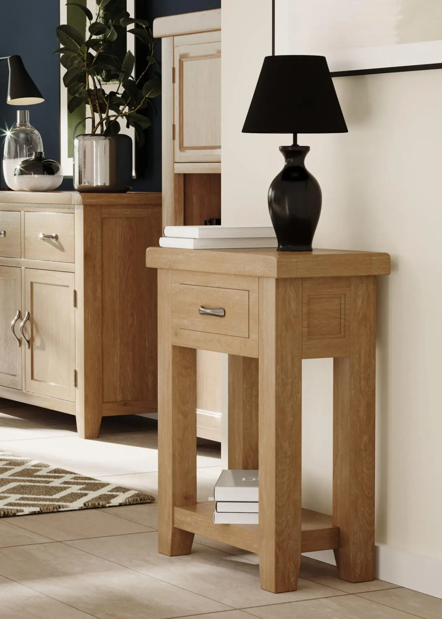 Wilmont Oak 1 Drawer Console Table - White, Oak