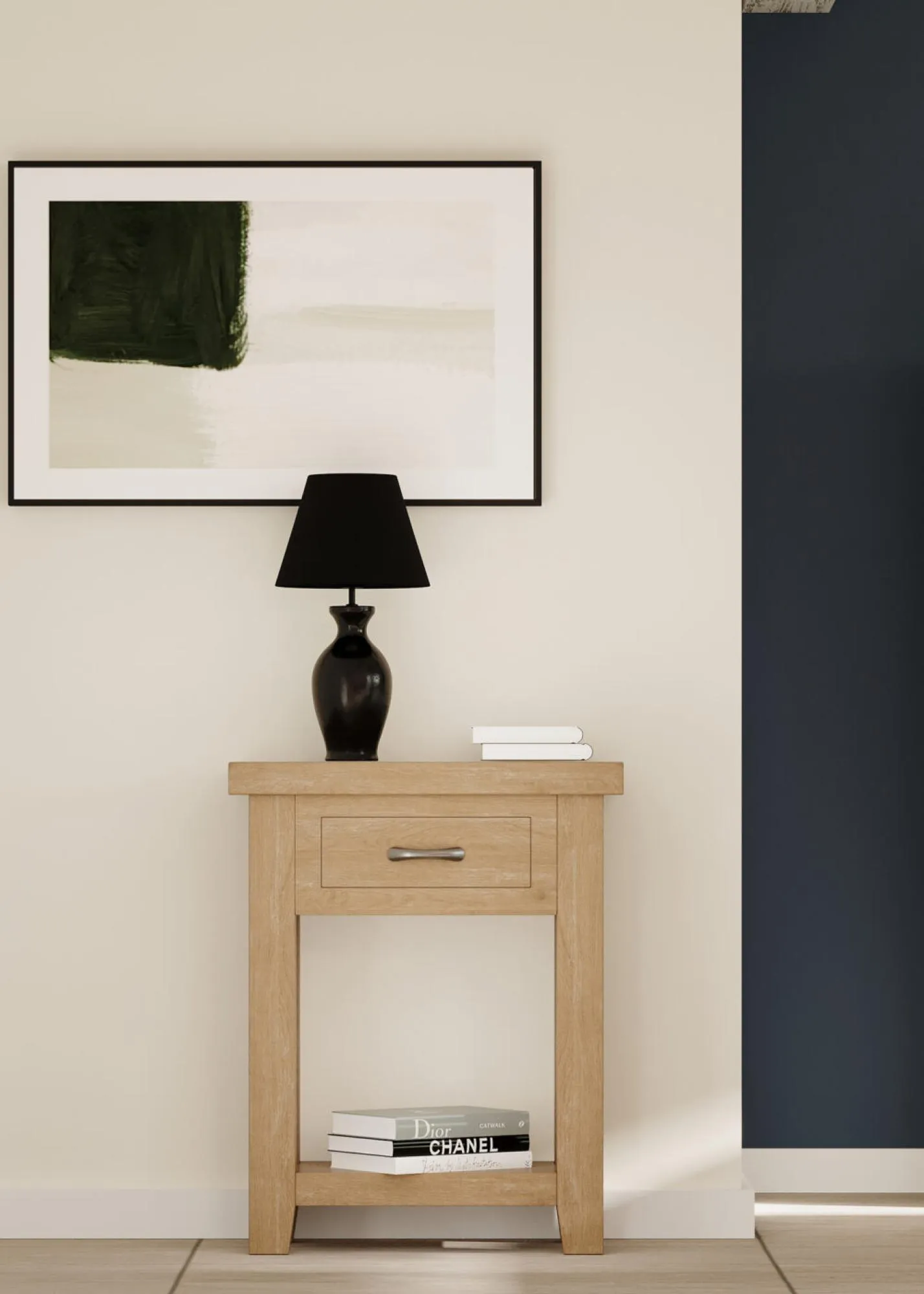 Wilmont Oak 1 Drawer Console Table - White, Oak