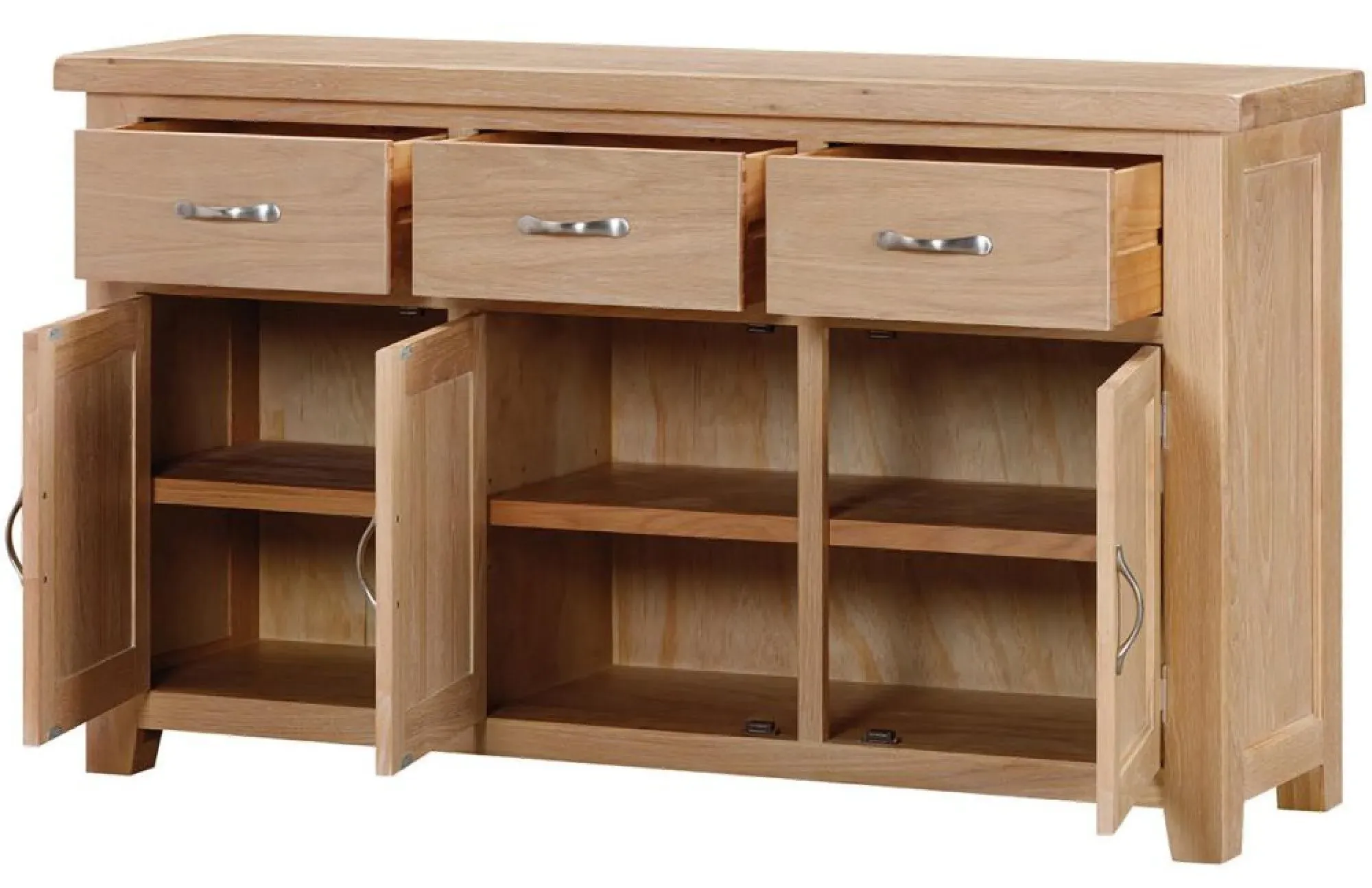 Wilmont Oak 150cm 3 Door Sideboard - Pale White Washed