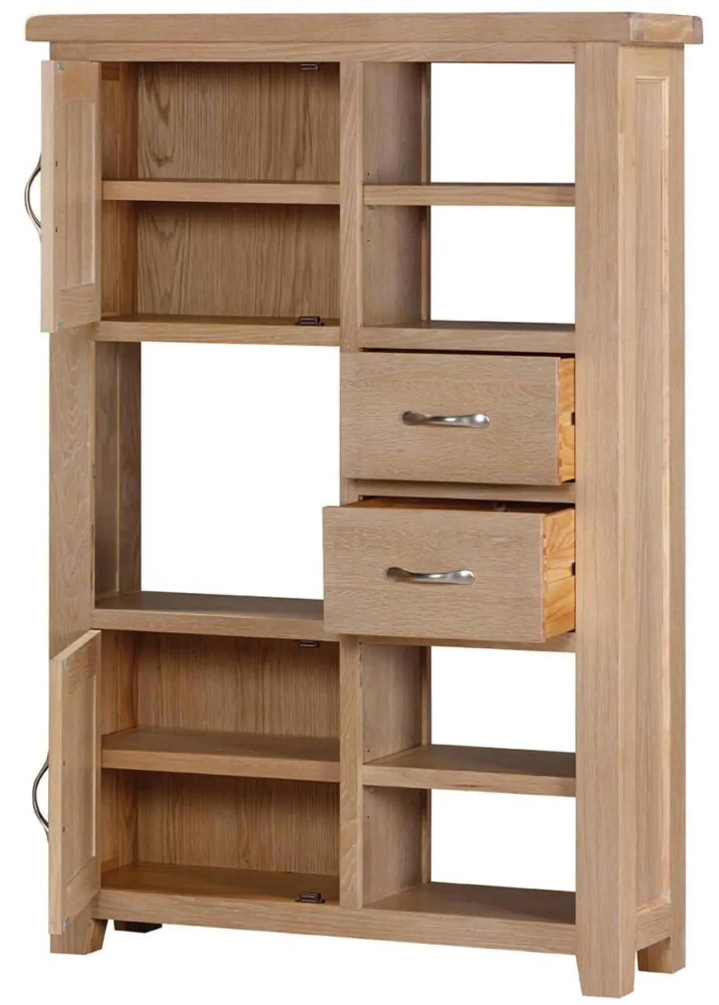 Wilmont Oak 2 Door Display Unit - Pale White Washed, Oak
