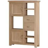 Wilmont Oak 2 Door Display Unit - Pale White Washed, Oak