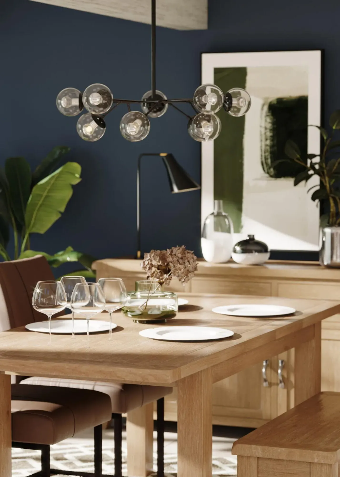 Wilmont Oak 4-8 Seater Extending Dining Table - Pale White Washed