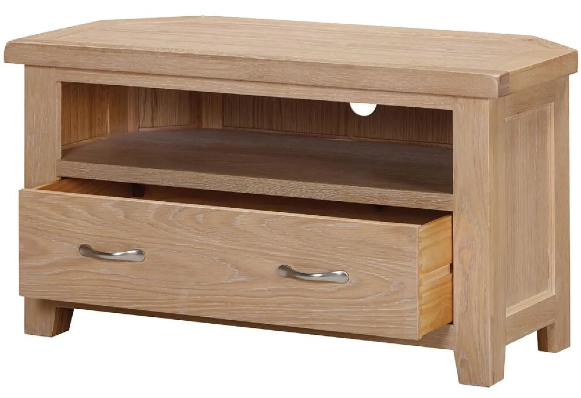 Wilmont Oak Corner TV Unit with Drawer - White