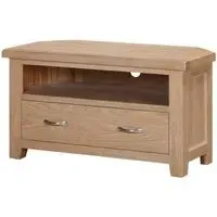 Wilmont Oak Corner TV Unit with Drawer - White