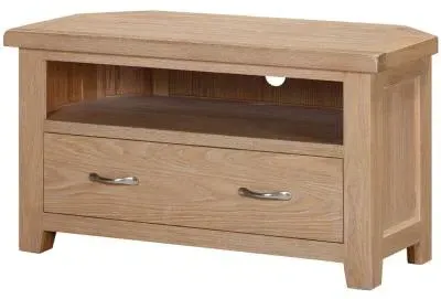 Wilmont Oak Corner TV Unit with Drawer - White