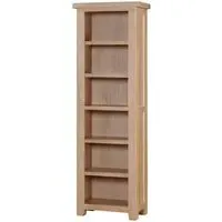 Wilmont Oak Narrow Bookcase - White, Oak