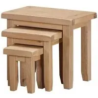 Wilmont Oak Nest of 3 Tables - Pale White Washed