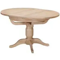 Wilmont Oak Round Extending Dining Table - Pale White Washed