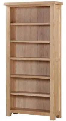 Wilmont Oak Wide Bookcase - White, Oak image