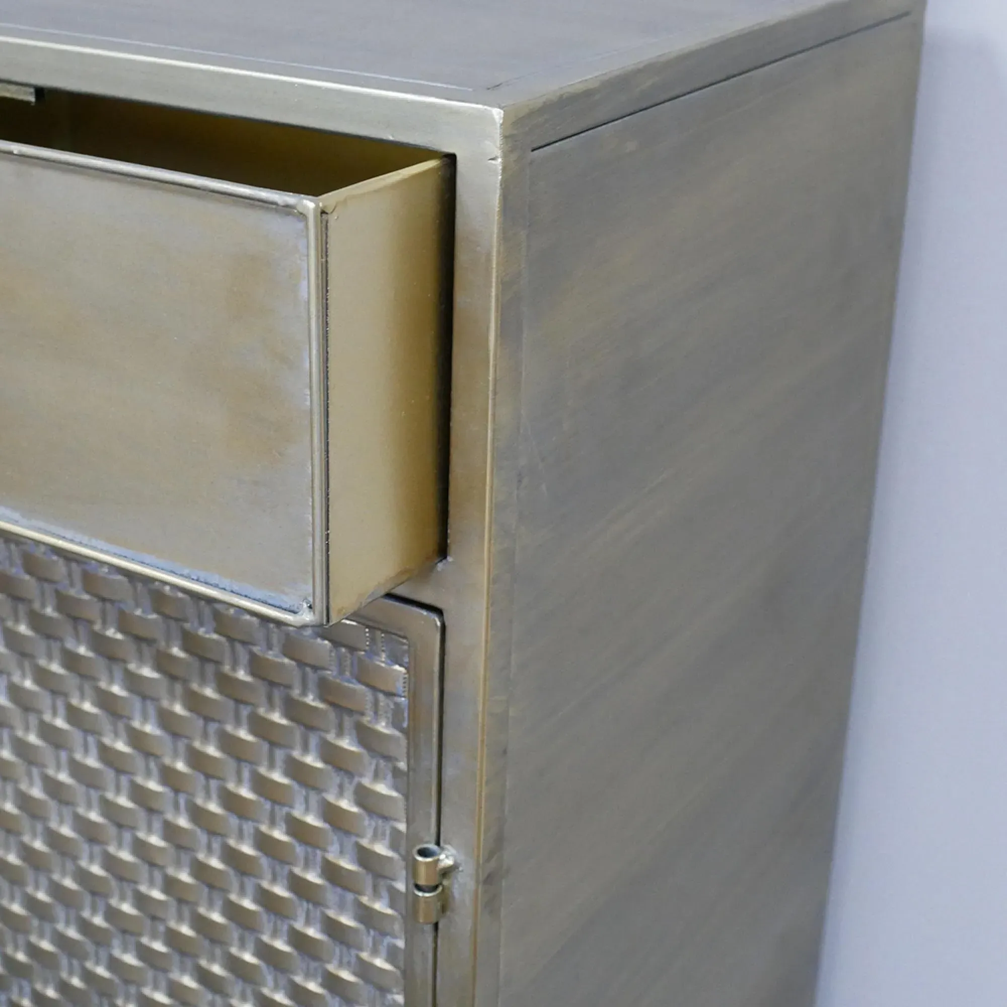 1 Door 1 Drawer Bedside Cabinet - Gold, Metal