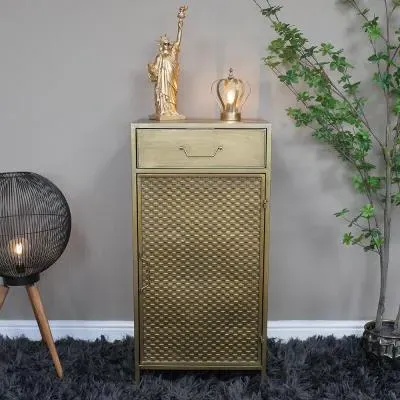 1 Door 1 Drawer Bedside Cabinet - Gold, Metal
