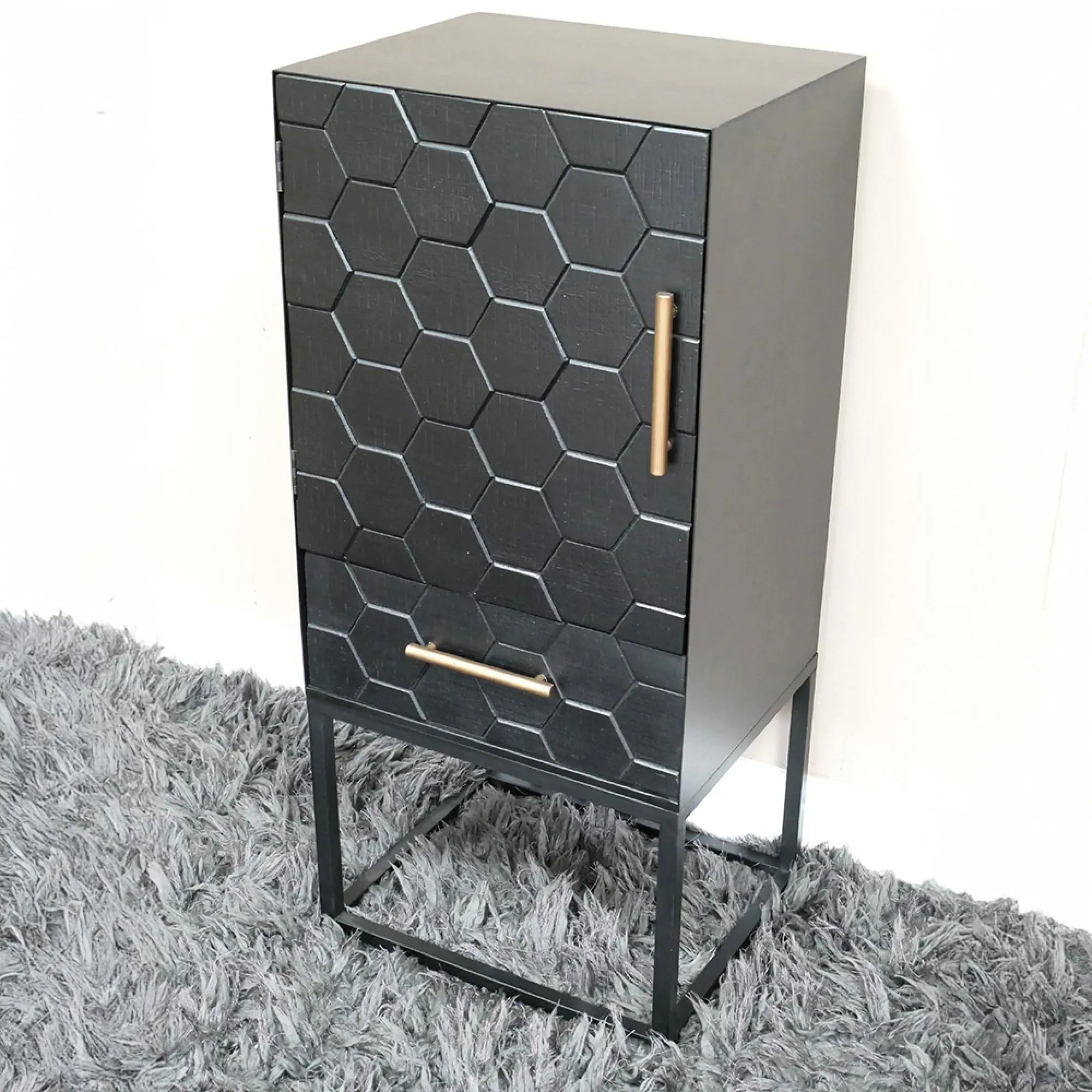 1 Door 1 Drawer Hall Cabinet - Black, Metal