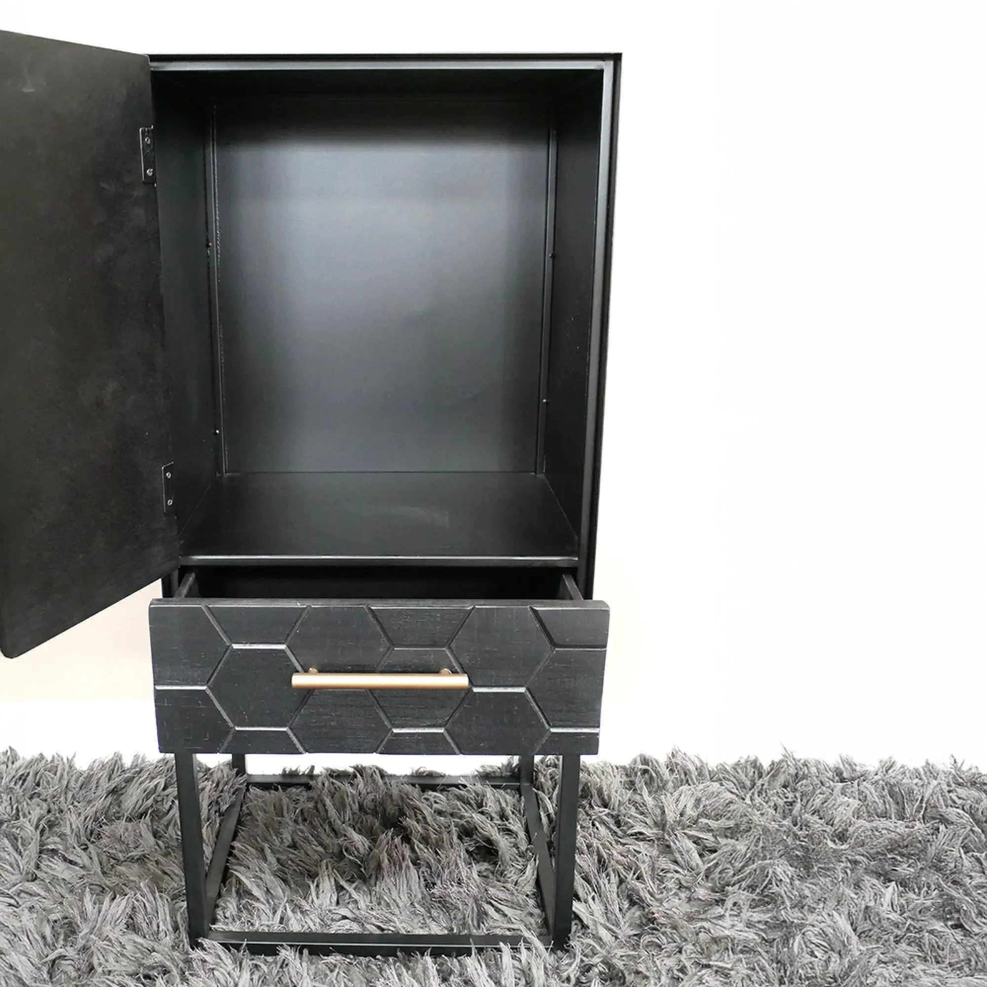 1 Door 1 Drawer Hall Cabinet - Black, Metal
