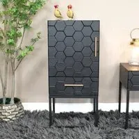 1 Door 1 Drawer Hall Cabinet - Black, Metal