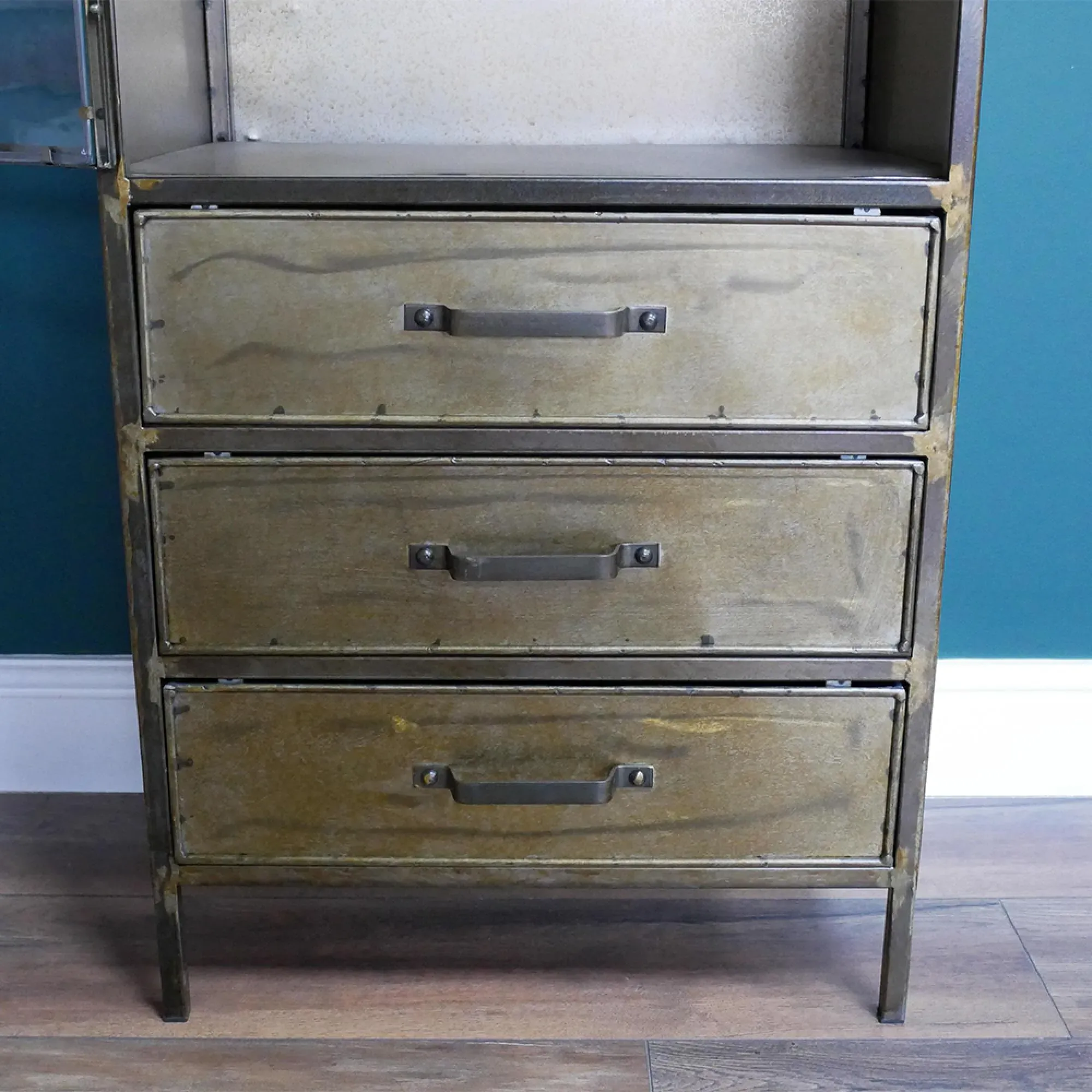 1 Door Display Cabinet - Brushed Gold, Metal