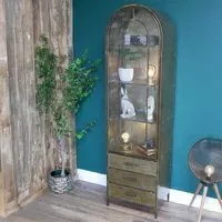 1 Door Display Cabinet - Brushed Gold, Metal