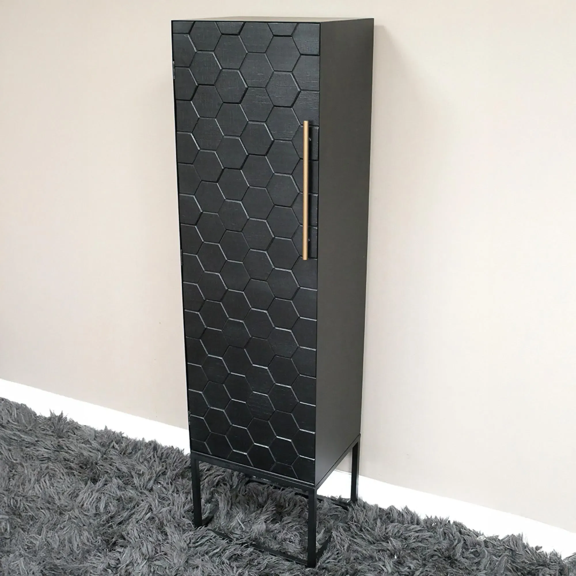 1 Door Tall Hall Cabinet - Black