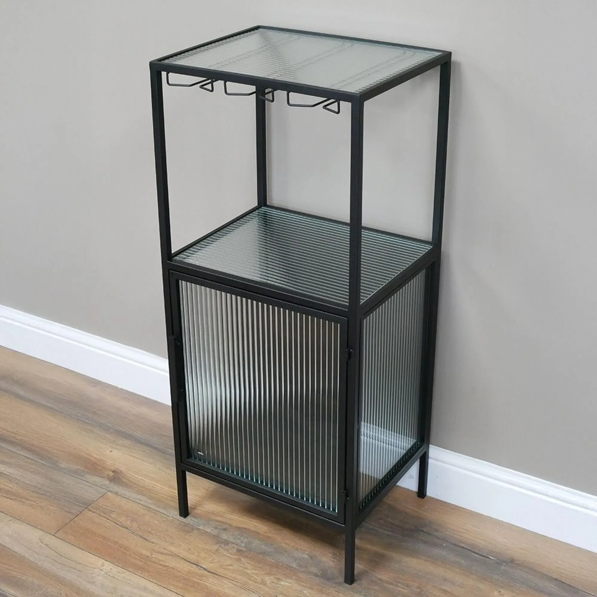 1 Door Wine Cabinet - Black, Metal