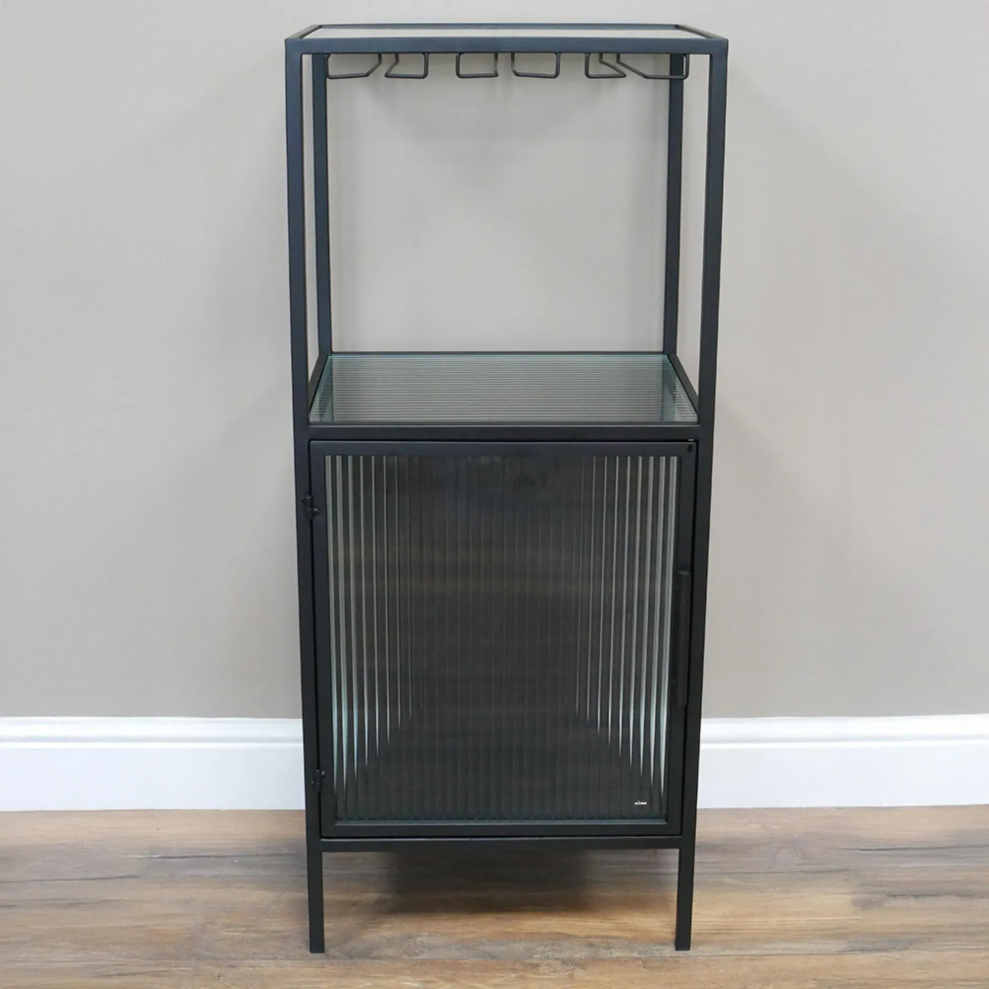1 Door Wine Cabinet - Black, Metal