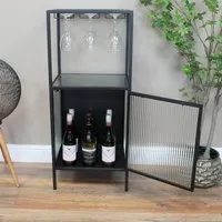 1 Door Wine Cabinet - Black, Metal