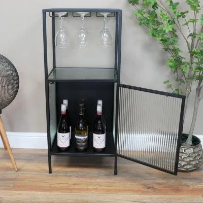 1 Door Wine Cabinet - Black, Metal image