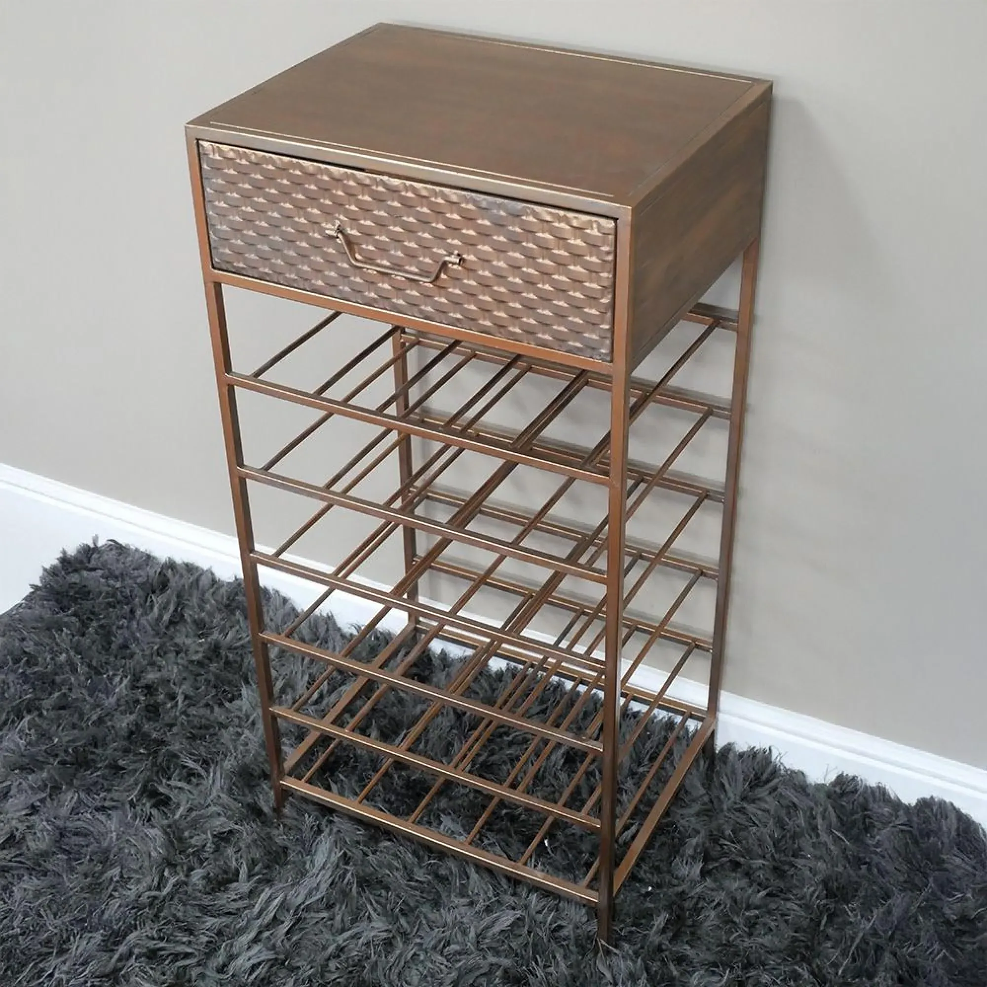 1 Drawer Bar Cabinet - Copper, Metal