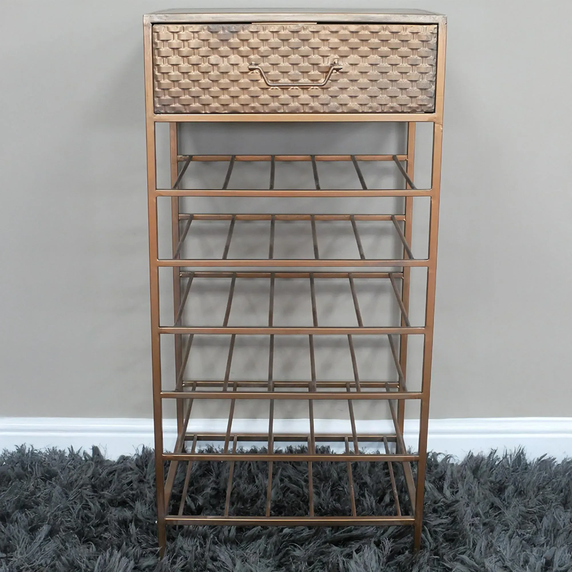 1 Drawer Bar Cabinet - Copper, Metal