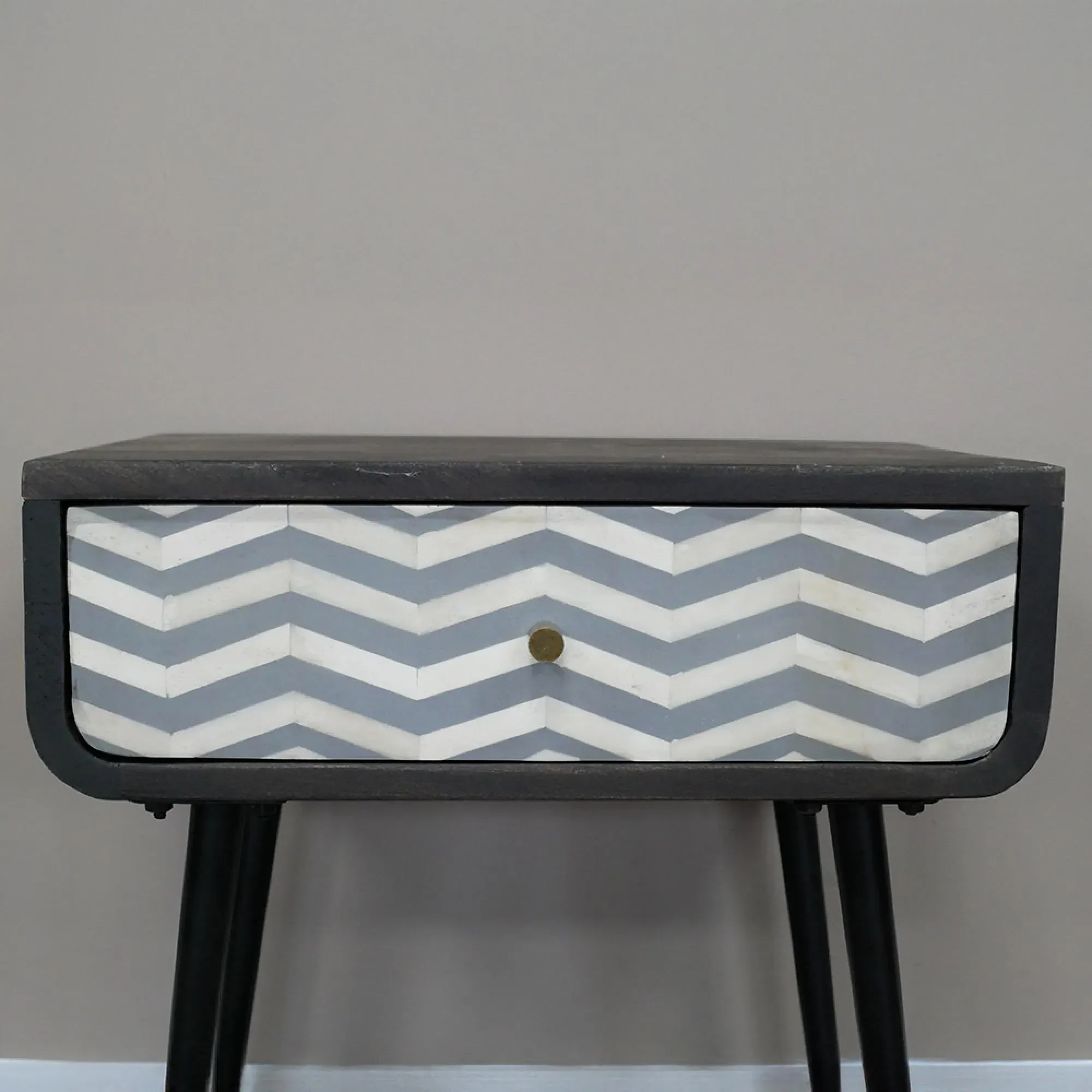 1 Drawer Bedside Cabinet - Black, Mango Wood